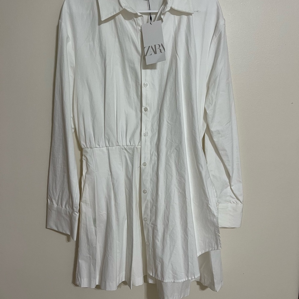 Zara Crisp White Shirt Dress